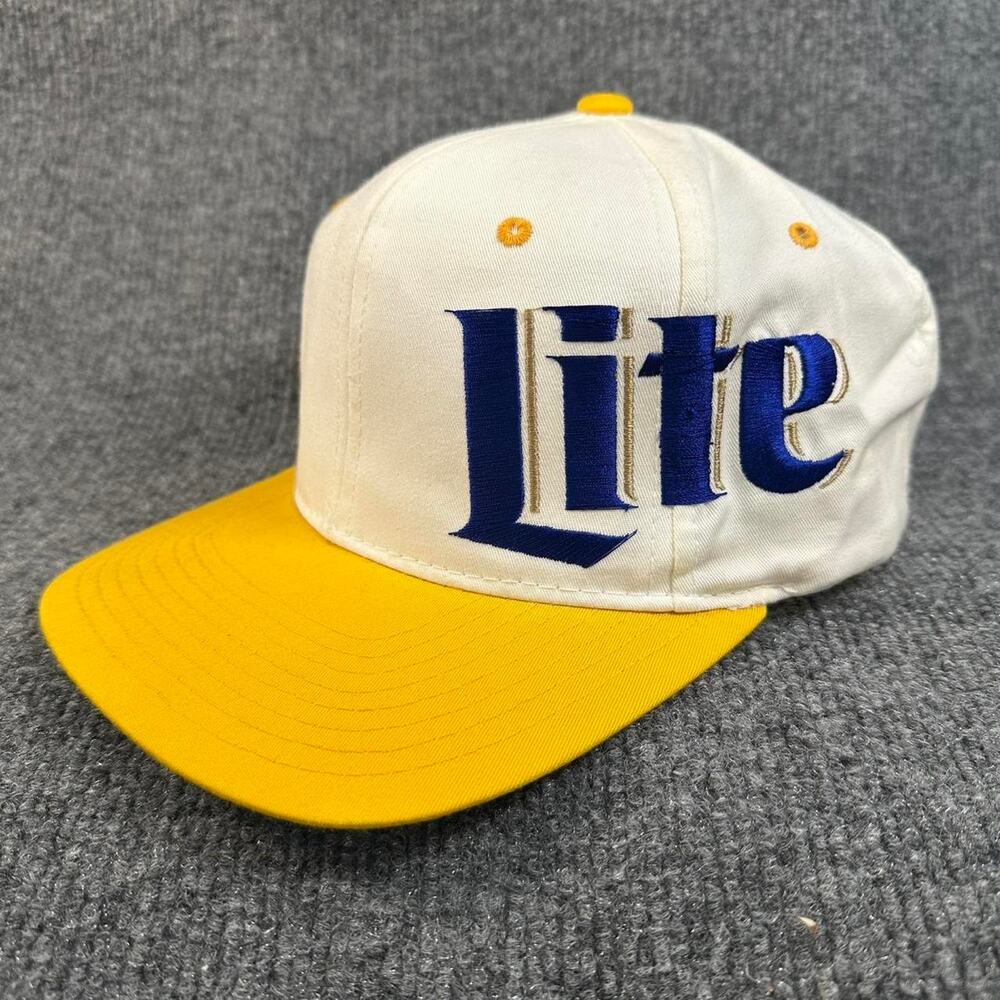 Vintage 90’s Men’s Miller Lite NFL SnapBack Hat Color Block Green Underbill Y2K